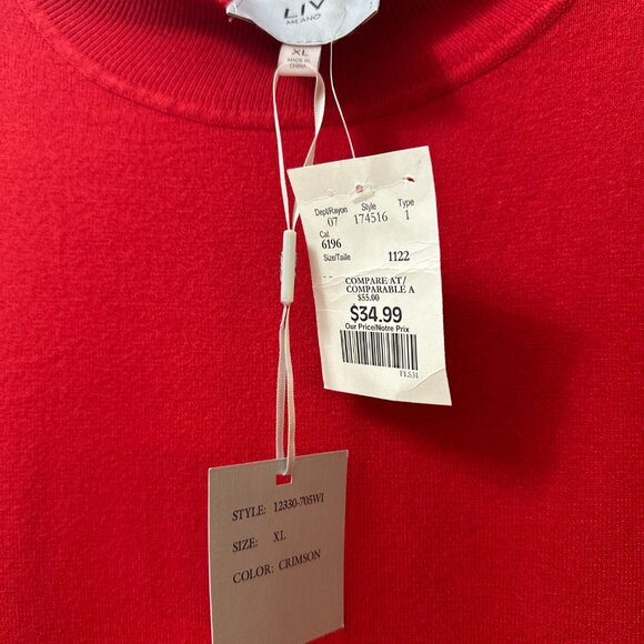 CRIMSON "LIV MILANO" XL WOMEN'S LONG-SLEEVED SWEATER W/RHINESTONES ON SLEEVES - Picture 4 of 7